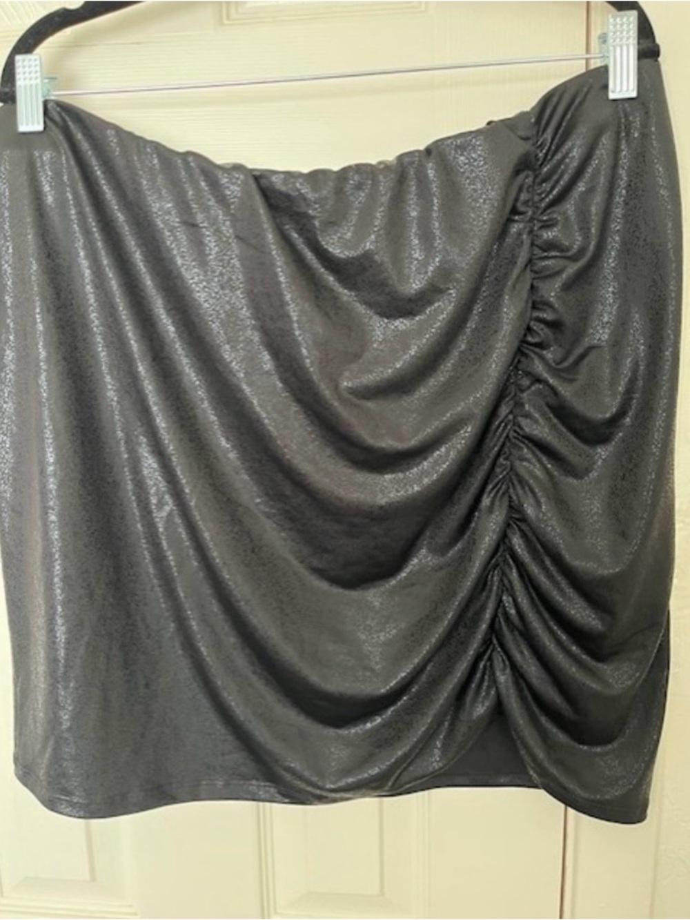 white birch Metallic Black Ruched Skirt